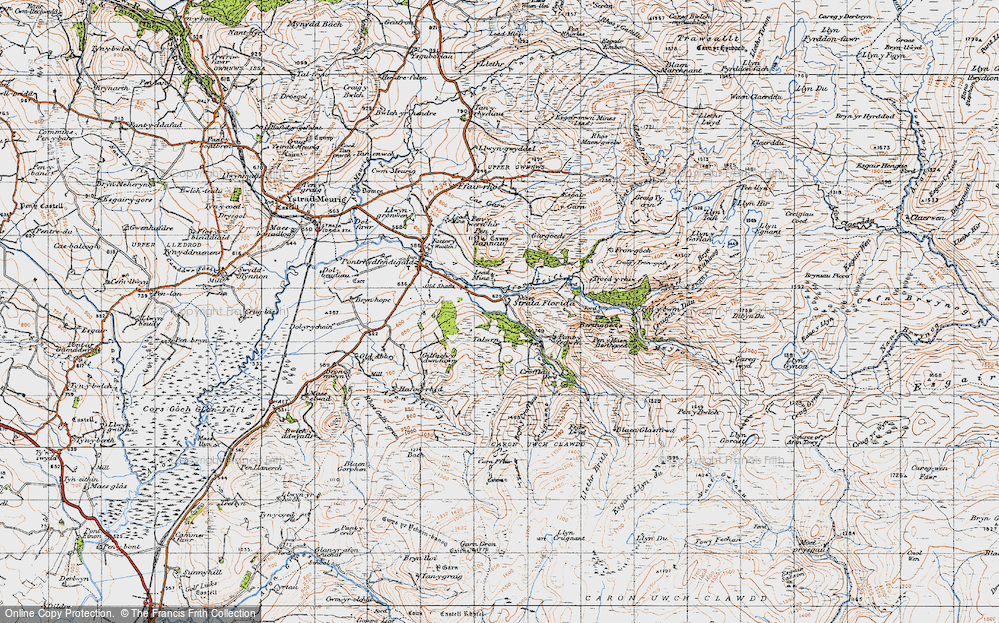 Old Map of Historic Map covering Afon Fflûr in 1947