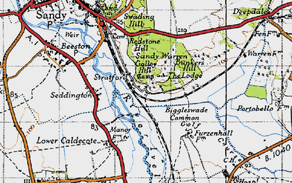 Old map of Biggleswade Common in 1946