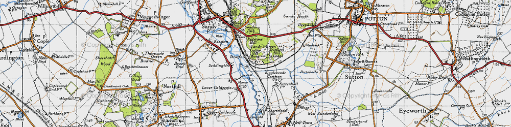 Old map of Biggleswade Common in 1946