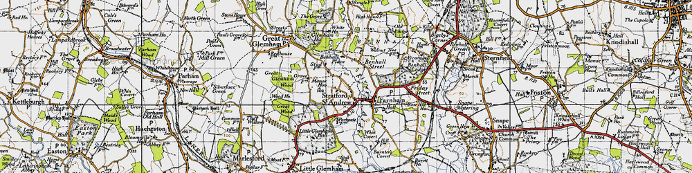 Old map of Stratford St Andrew in 1946