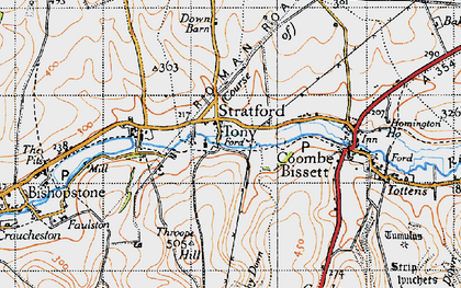 Old map of Stratford Tony in 1940