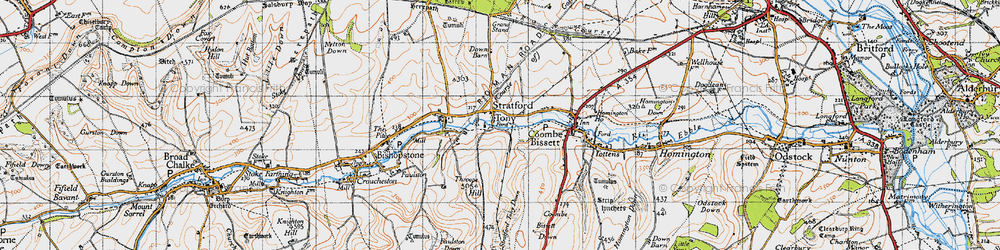 Old map of Stratford Tony in 1940