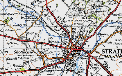 Old map of Stratford-upon-Avon in 1947
