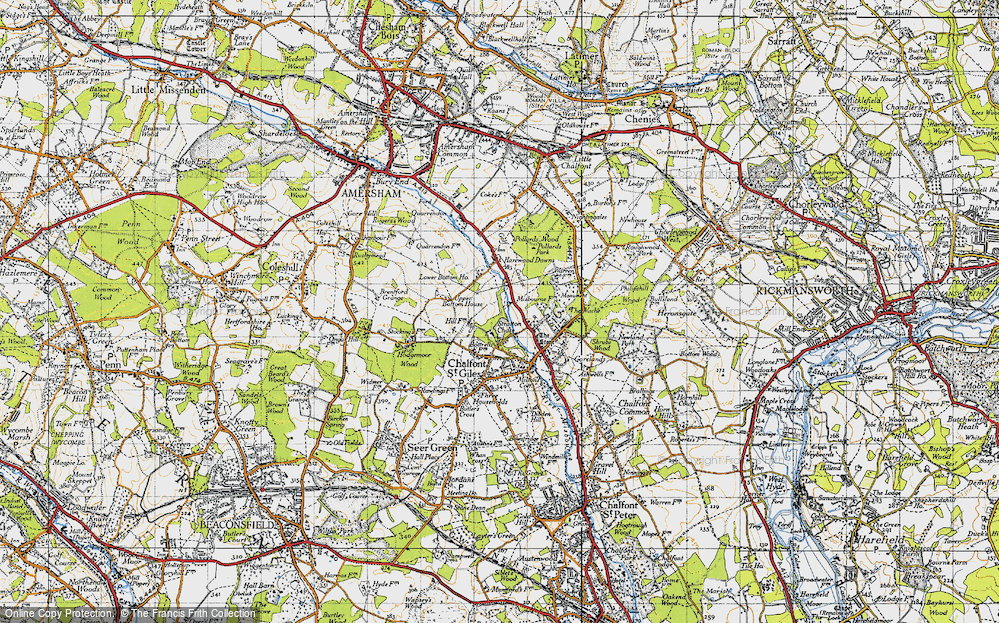 Old Map of Historic Map covering Pollards Wood in 1946