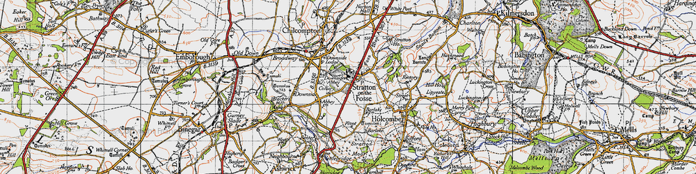 Old map of Stratton-on-the-Fosse in 1946