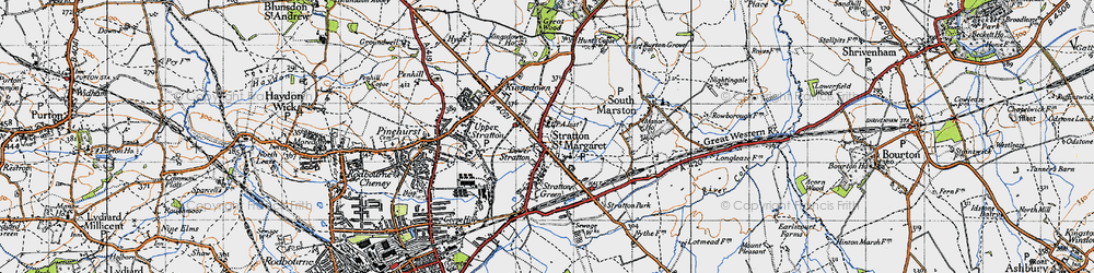 Old map of Stratton St Margaret in 1947