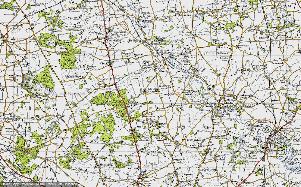 Old Map of Stratton Strawless, 1945 in 1945