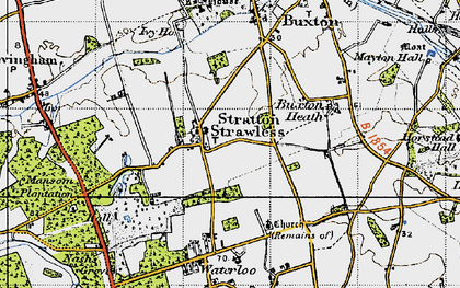 Old map of Stratton Strawless in 1945