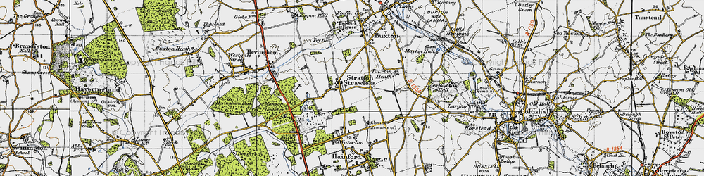 Old map of Stratton Strawless in 1945