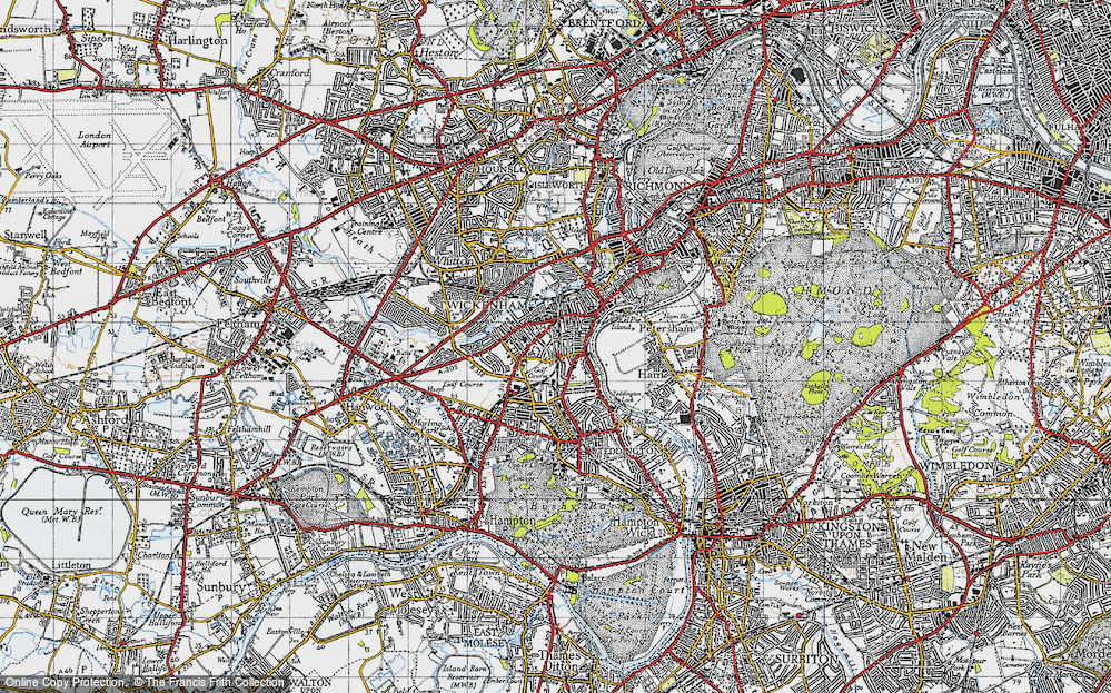 Old Map of Strawberry Hill, 1945 in 1945