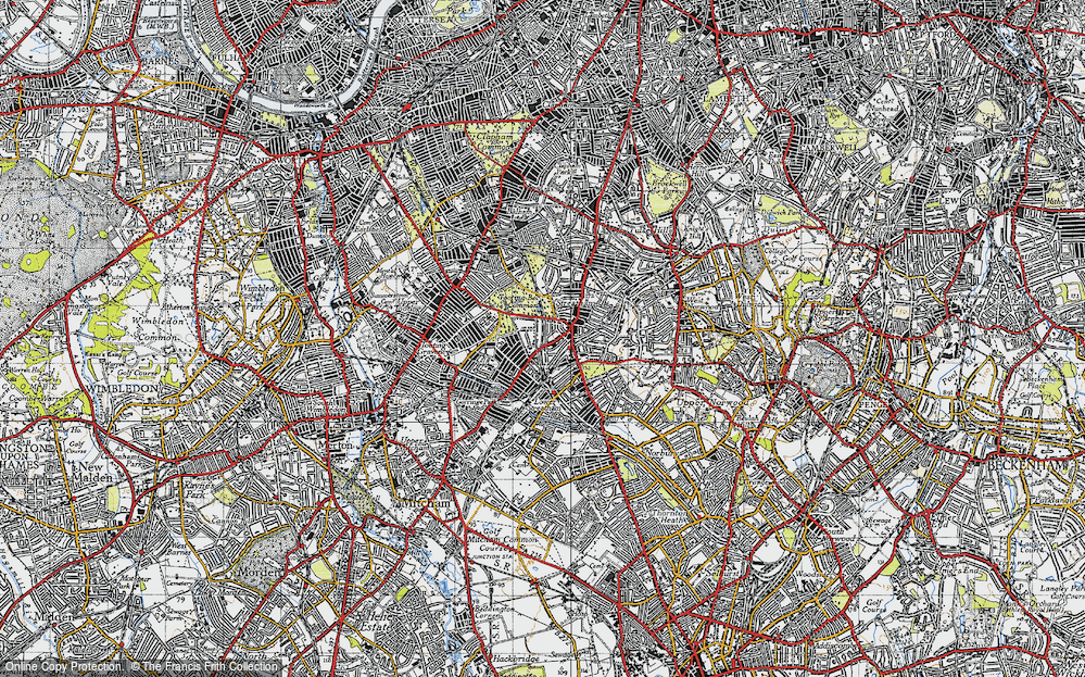 Old Map of Historic Map covering Tooting Bec Common in 1945