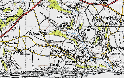 Old map of Branscombe Cross in 1946