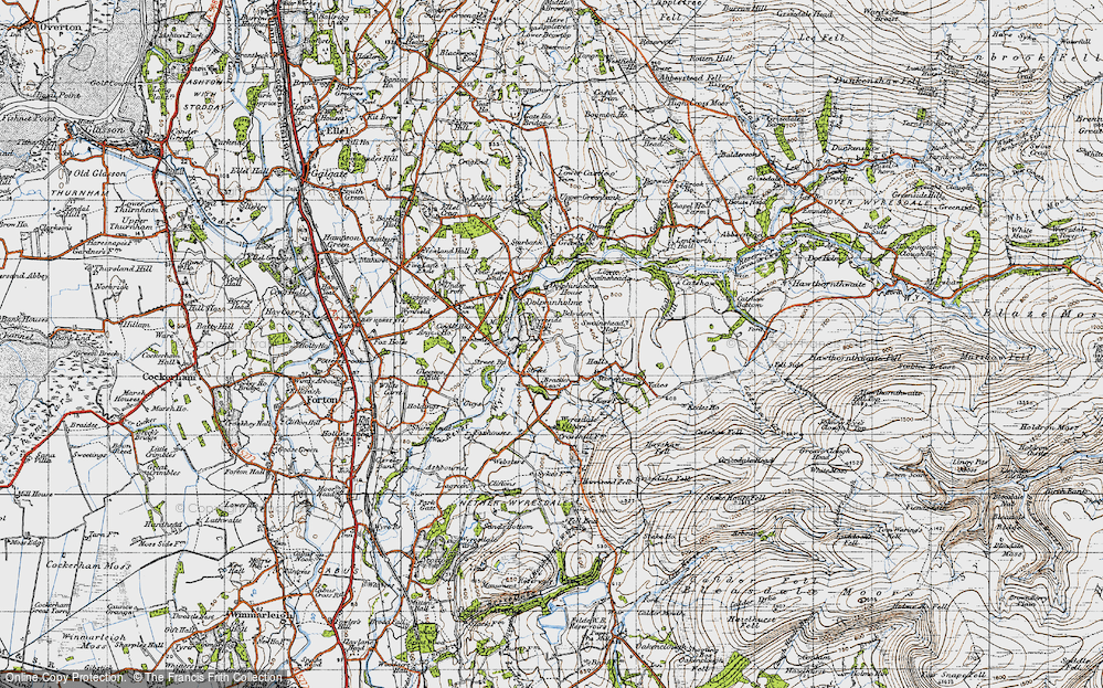 Old Map of Historic Map covering Hall Gill in 1947