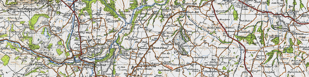 Old map of Street Dinas in 1947