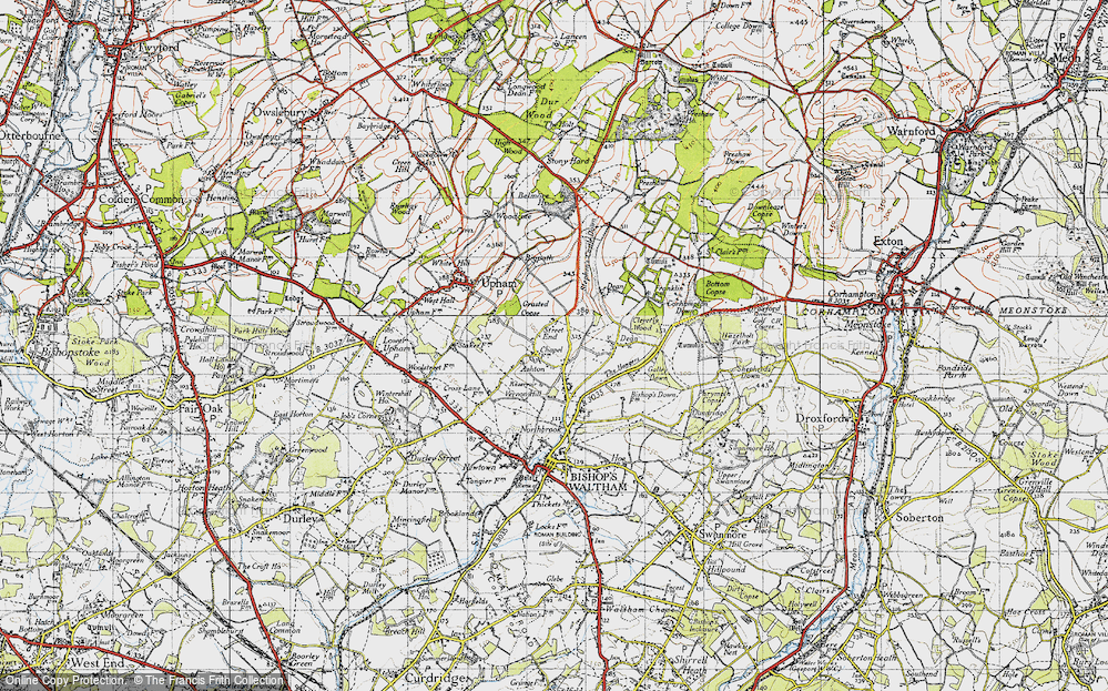 Old Map of Historic Map covering Belmore Ho in 1945