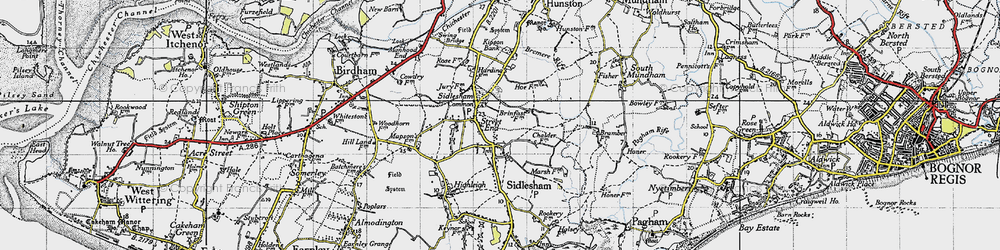 Old map of Street End in 1945