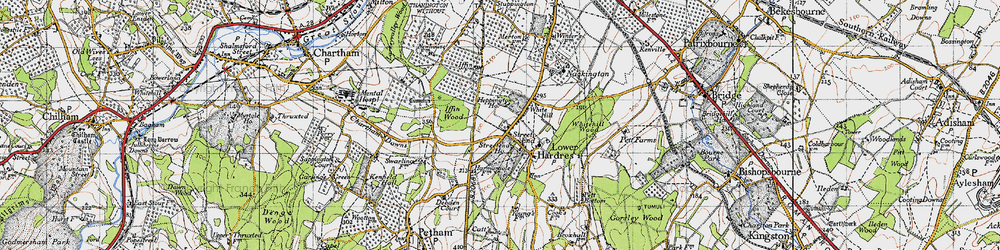 Old map of Street End in 1947