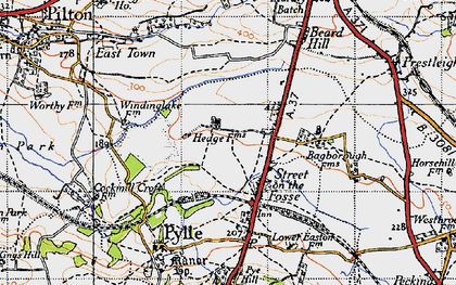 Old map of Street on the Fosse in 1946