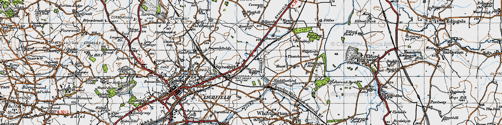 Old map of Streethay in 1946