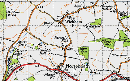 Old map of Streetly End in 1946