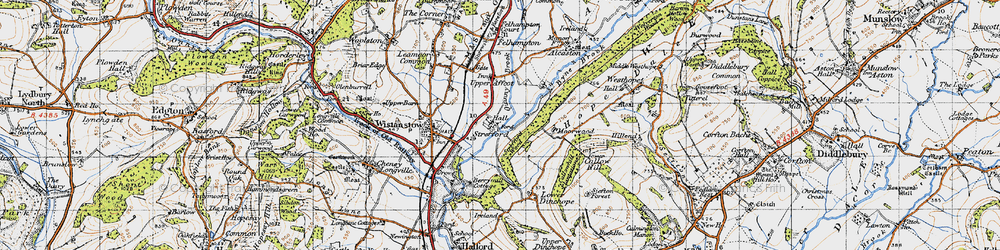 Old map of Strefford in 1947