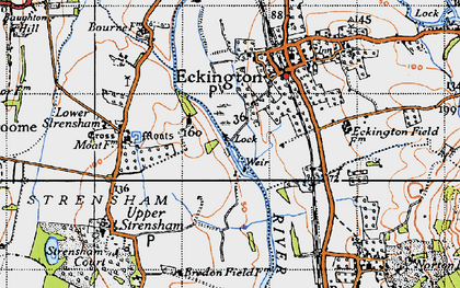 Old map of Strensham in 1946