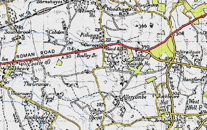 Old map of Strete Ralegh in 1946