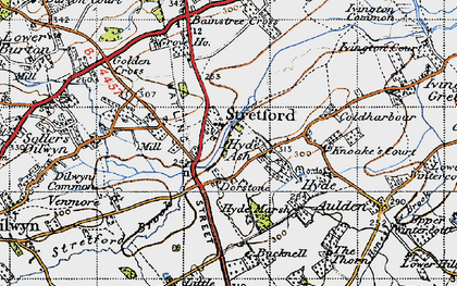 Old map of Bainstree Cross in 1947