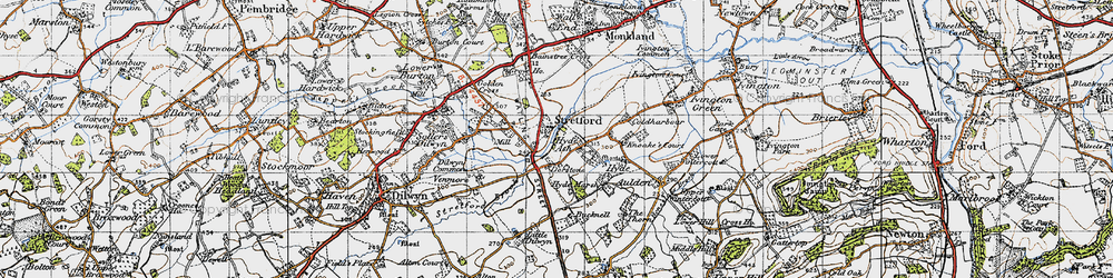 Old map of Bainstree Cross in 1947