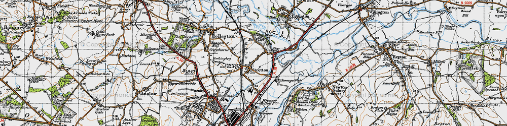 Old map of Stretton in 1946