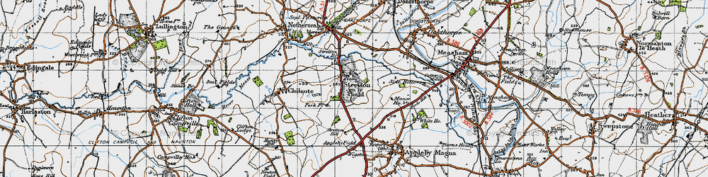 Old map of Stretton en le Field in 1946