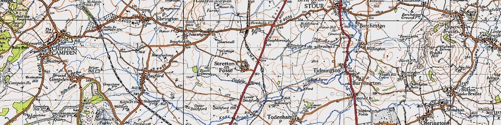 Old map of Stretton-on-Fosse in 1946