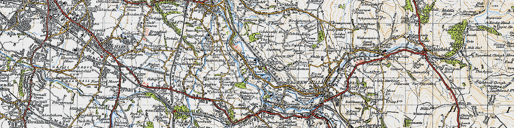 Old map of Strines in 1947