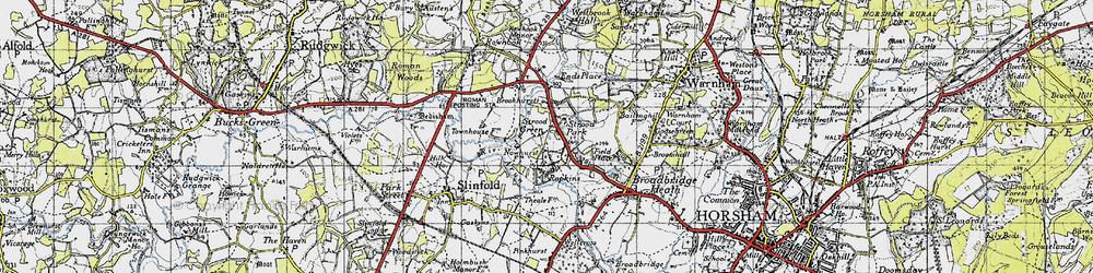 Old map of Strood Green in 1940