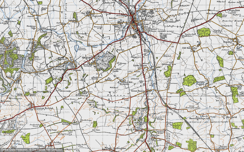 Old Map of Historic Map covering Manor Ho, The in 1946