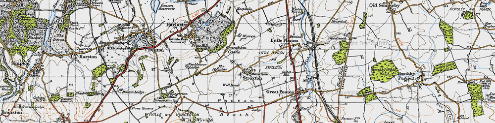 Old map of Stroxton in 1946