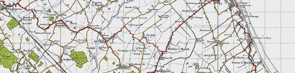 Old map of Strubby in 1946