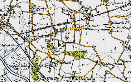 Old map of Braydeston Hall in 1945