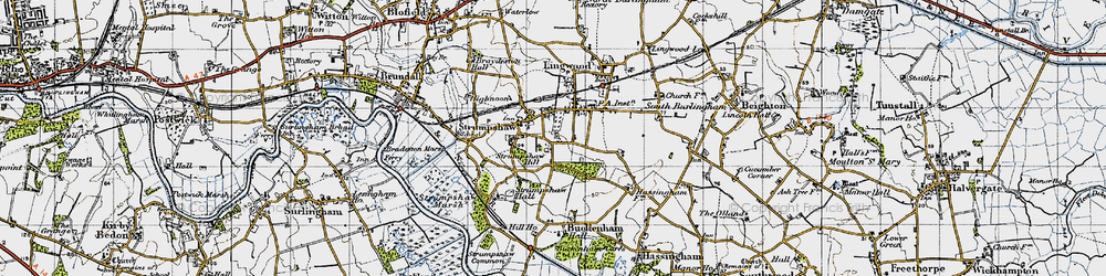 Old map of Strumpshaw in 1945