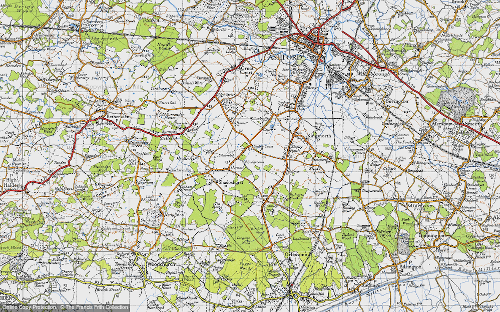 Old Map of Historic Map covering Blindgrooms in 1940