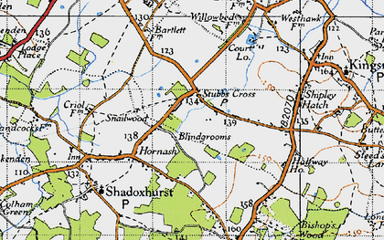 Old map of Stubb's Cross in 1940