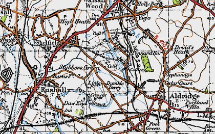 Old map of Stubber's Green in 1946