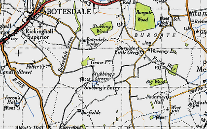 Old map of Botesdale Lodge in 1946