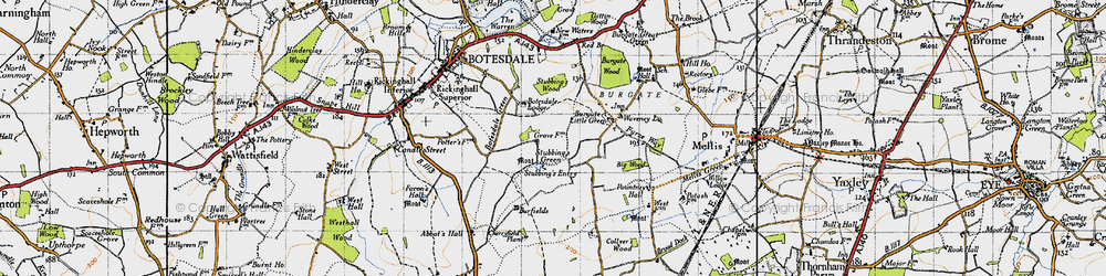 Old map of Botesdale Lodge in 1946
