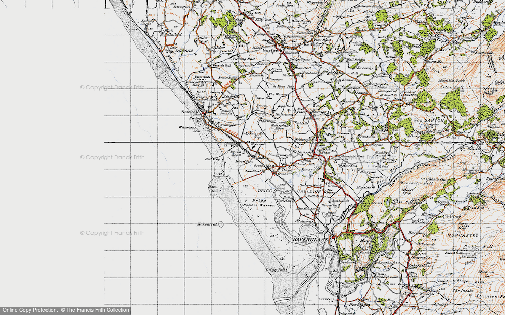 Old Map of Historic Map covering Burnt Moor in 1947