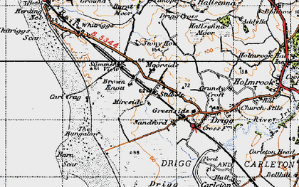 Old map of Burnt Moor in 1947