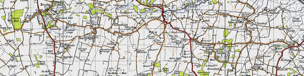 Old map of Stubbs Green in 1946