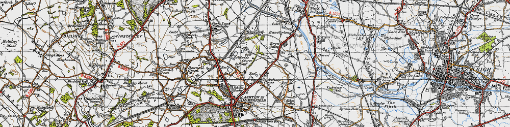 Old map of Stubshaw Cross in 1947