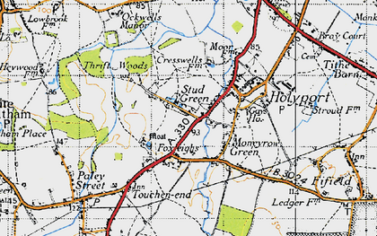 Old map of Stud Green in 1947