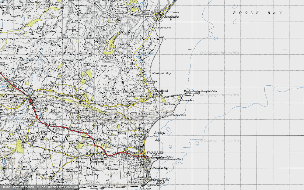 Old Map of Historic Map covering Agglestone in 1940